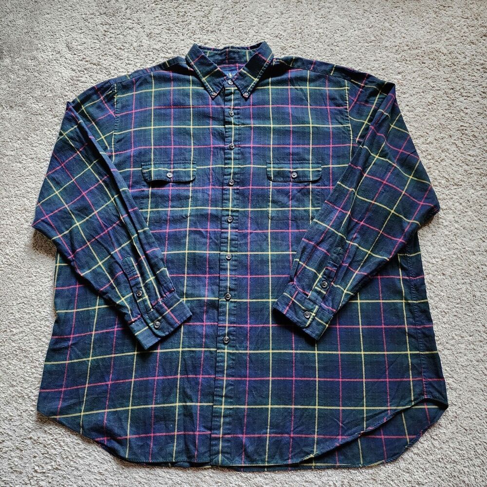 Ralph Lauren Shirt Mens 3XLT Tall Blue Windowpane Plaid Long Sleeve Button - Picture 3 of 11